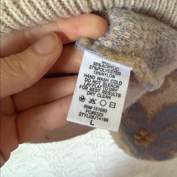 Storia Easy To Love Beige Brown Floral Sweater Size Large - Picture 4 of 12